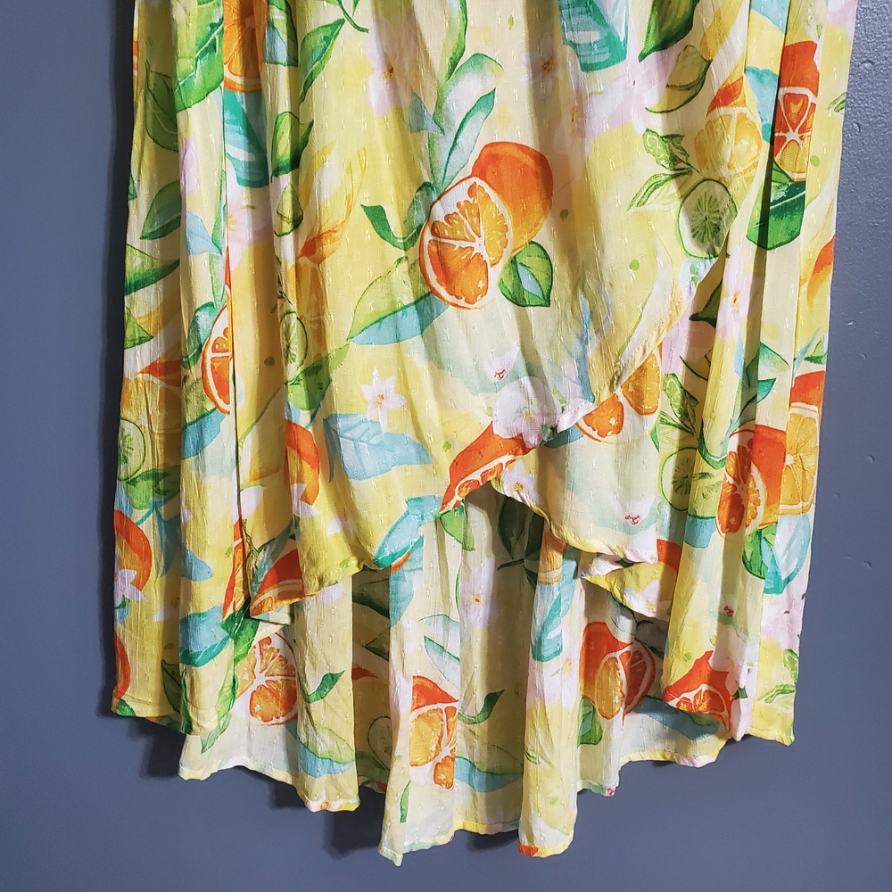 C&C California Citrus Lemon Orange High Low Wrap Skirt Lightweight Size M - Picture 3 of 8